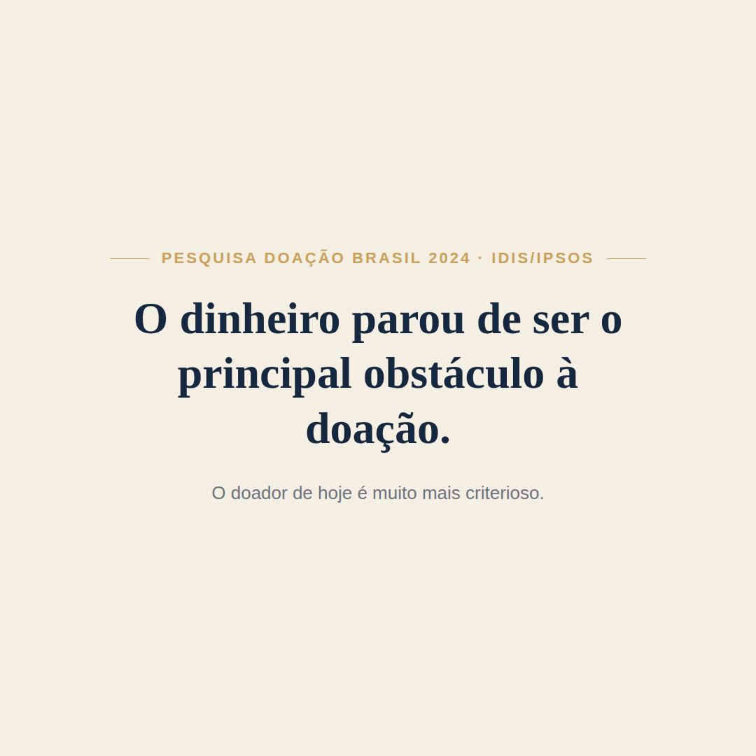 Post: o dinheiro parou de ser o principal obstáculo à doação