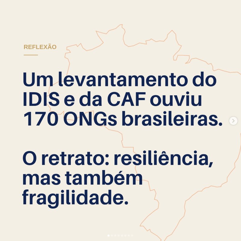 Post: levantamento do IDIS e da CAF com 170 ONGs brasileiras